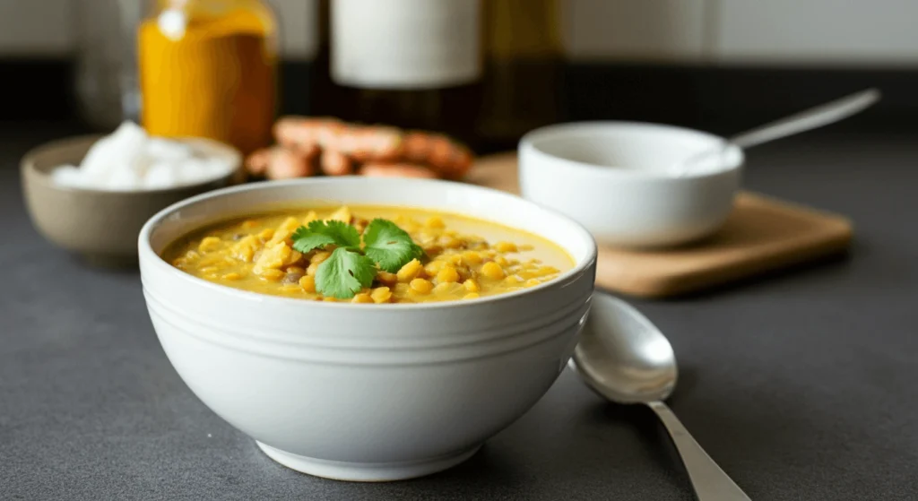 Curried Lentil Soup with Turmeric and Coconut Milk