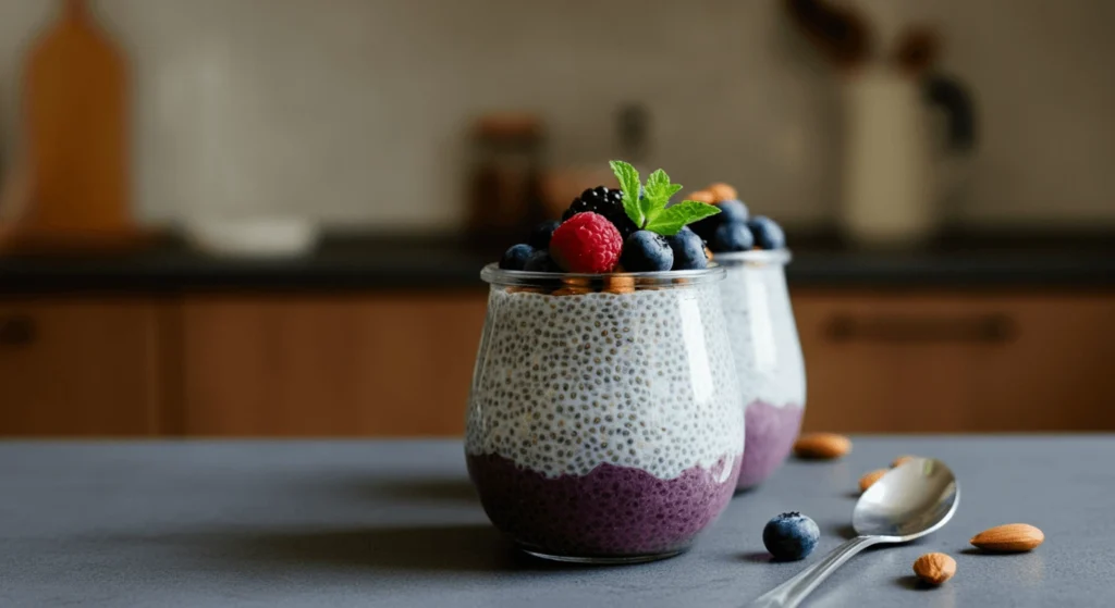 Chia Seed Pudding with Berries and Almonds