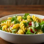 Zucchini noodles topped with fresh basil and a light tomato sauce