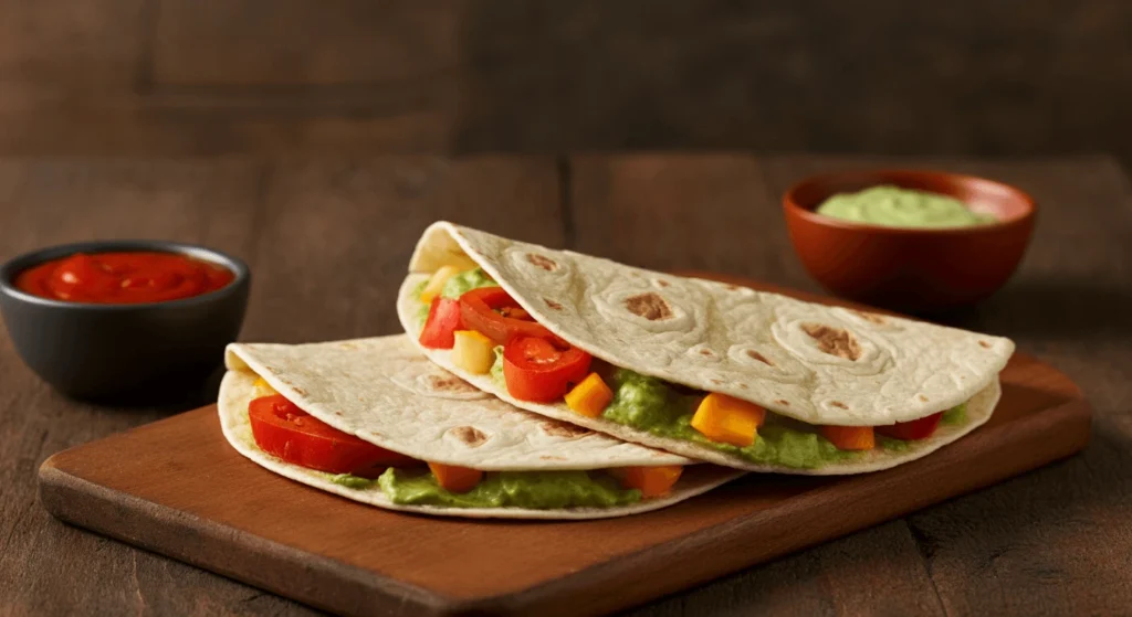 A low calorie tortilla cooking on a non-stick pan, turning golden brown.