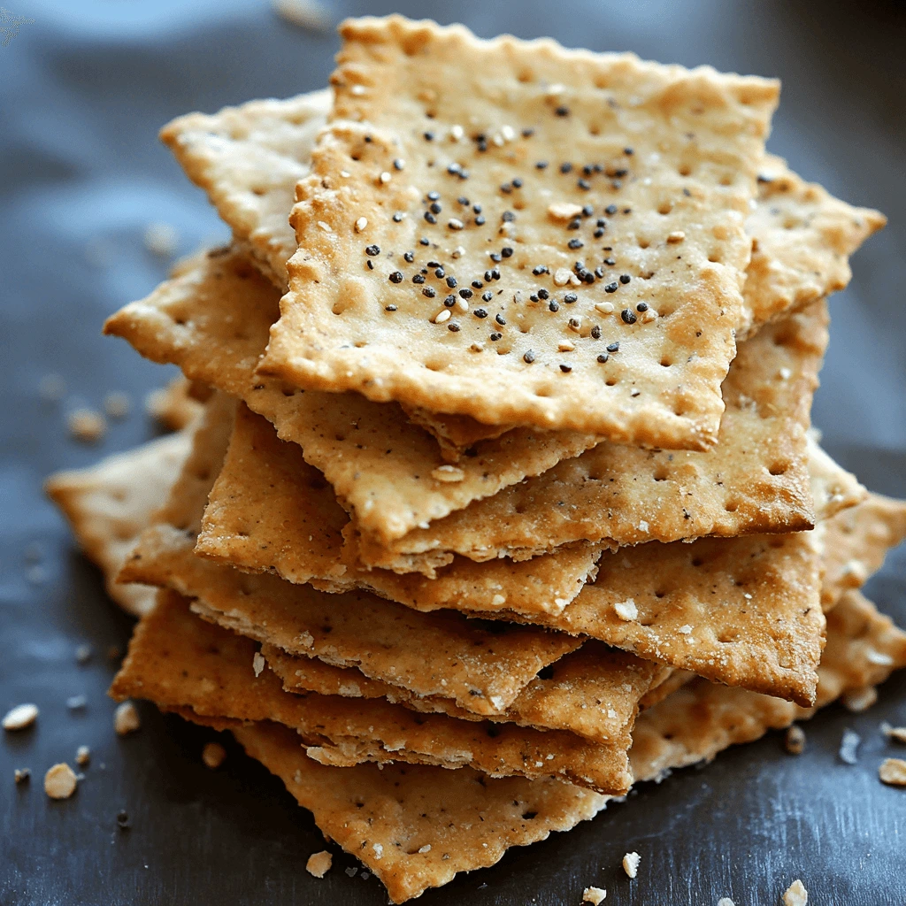 Golden almond flour gluten-free crackers stacked neatly.