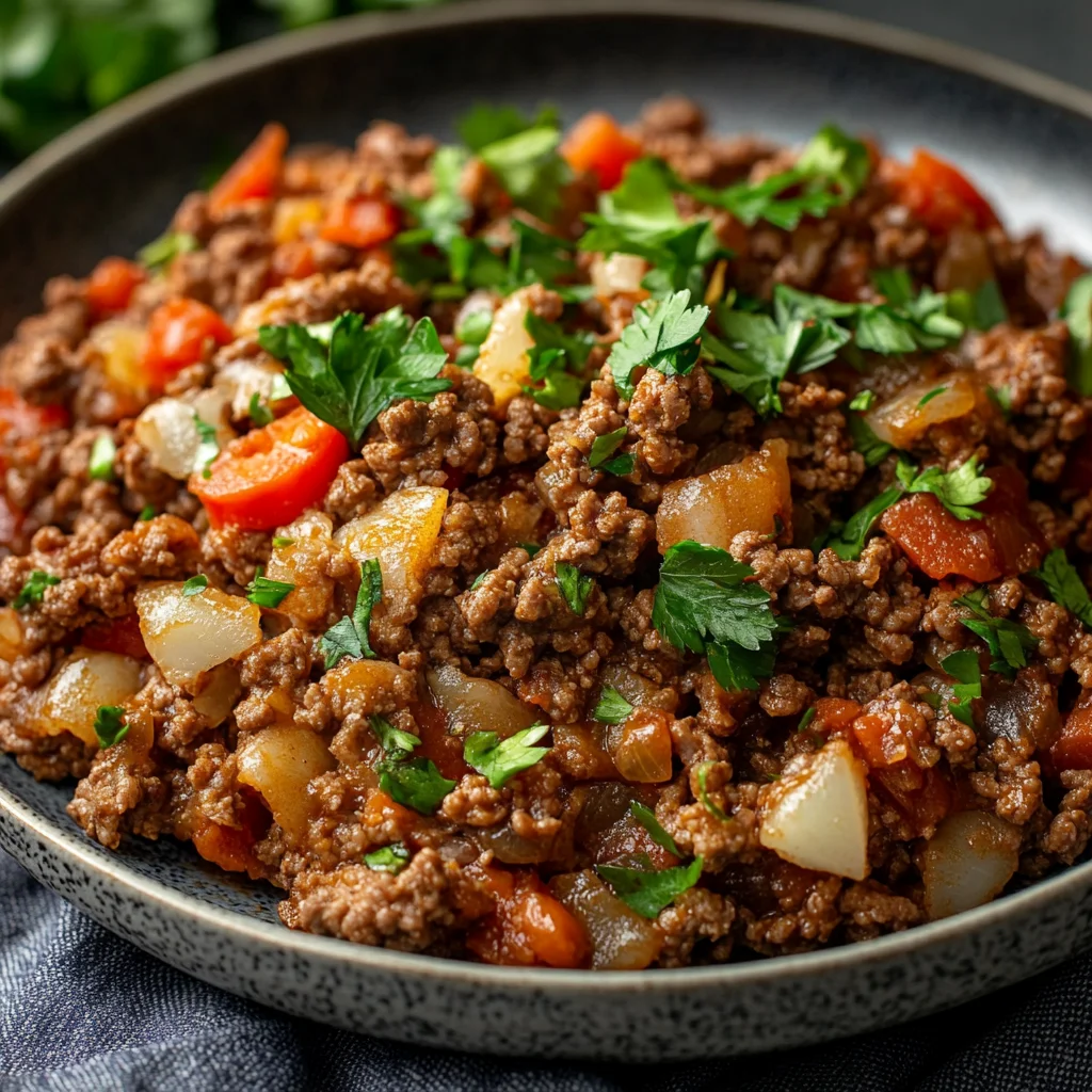 A hearty ground beef meal with vegetables 