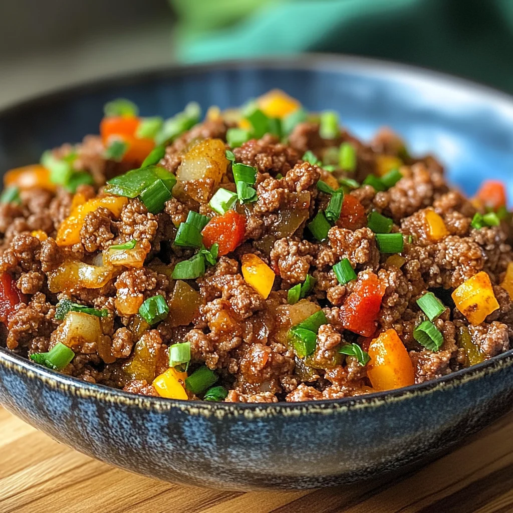 Cooked ground beef in meal prep containers.