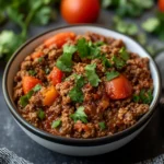 Frozen ground beef in an Instant Pot.