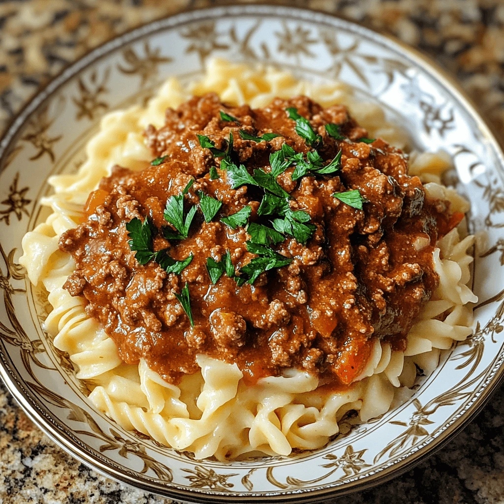 Easy crock pot ground beef chili served in a bowl.