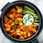 Healthy Air Fryer Buffalo Cauliflower Served Fresh